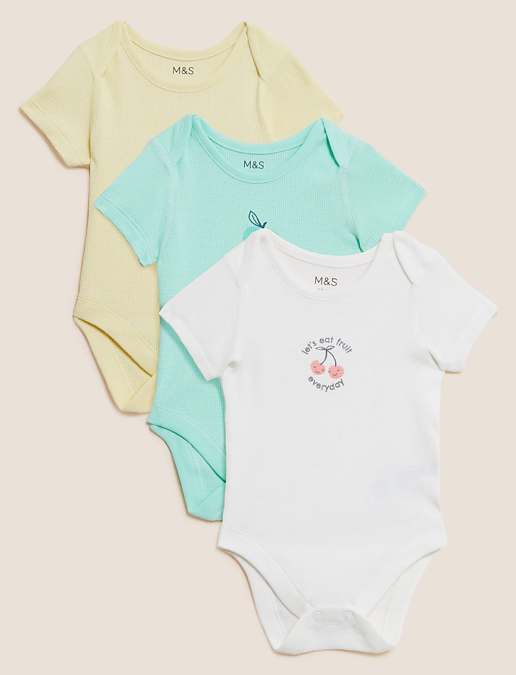 3pk Pure Cotton Fruit Bodysuits (61/2lbs - 3 Yrs)