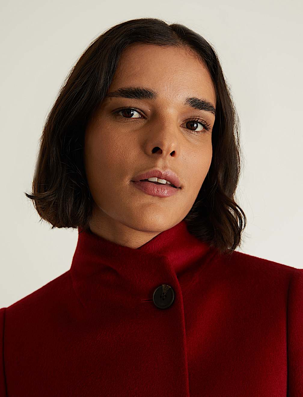 Pure Wool Funnel Neck Coat