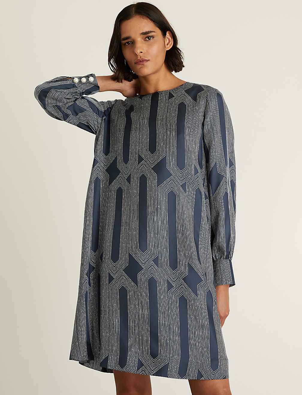 Silk Rich Printed Mini Shift Dress