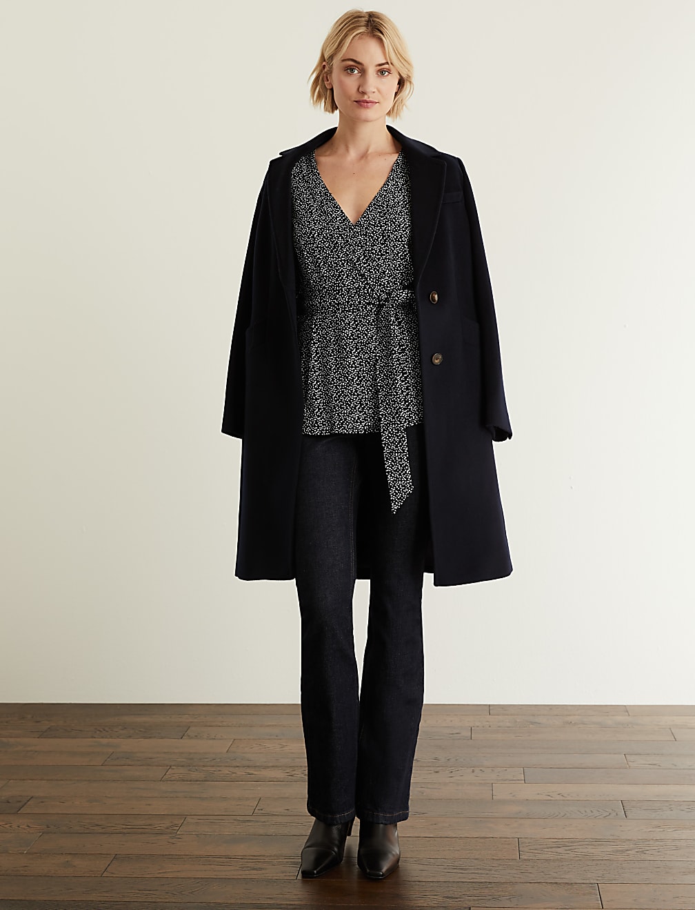 Jersey Printed V-Neck Long Sleeve Top