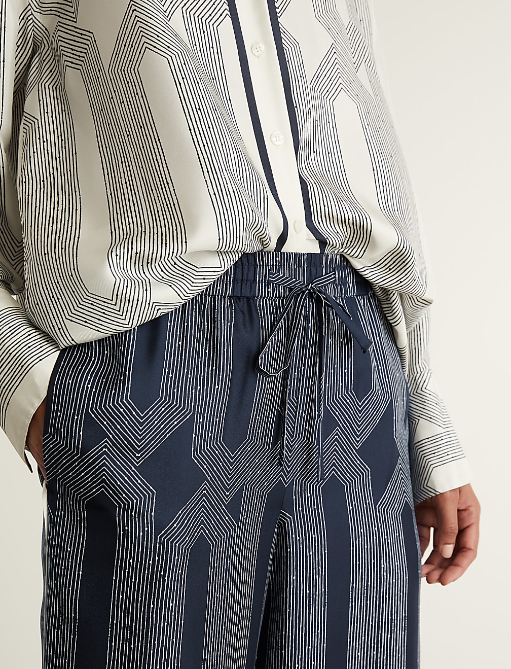 Pure Silk Printed Wide Leg Trousers