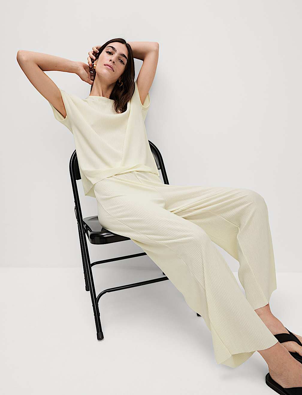 Plisse Round Neck Top