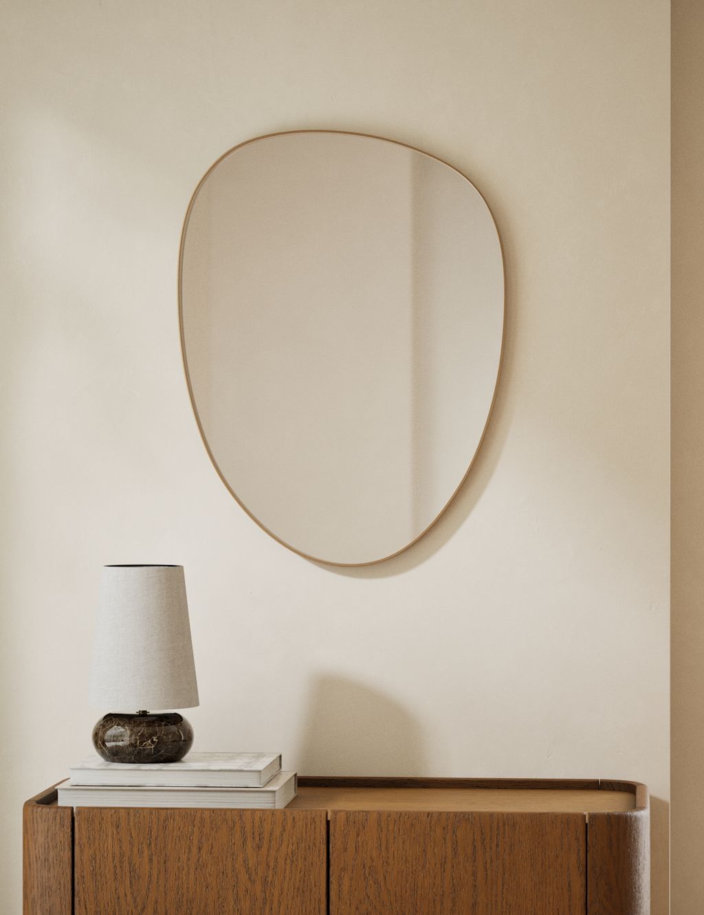 M&S Pebble Metal Curved Wall Mirror - Antique Brass, Antique Brass