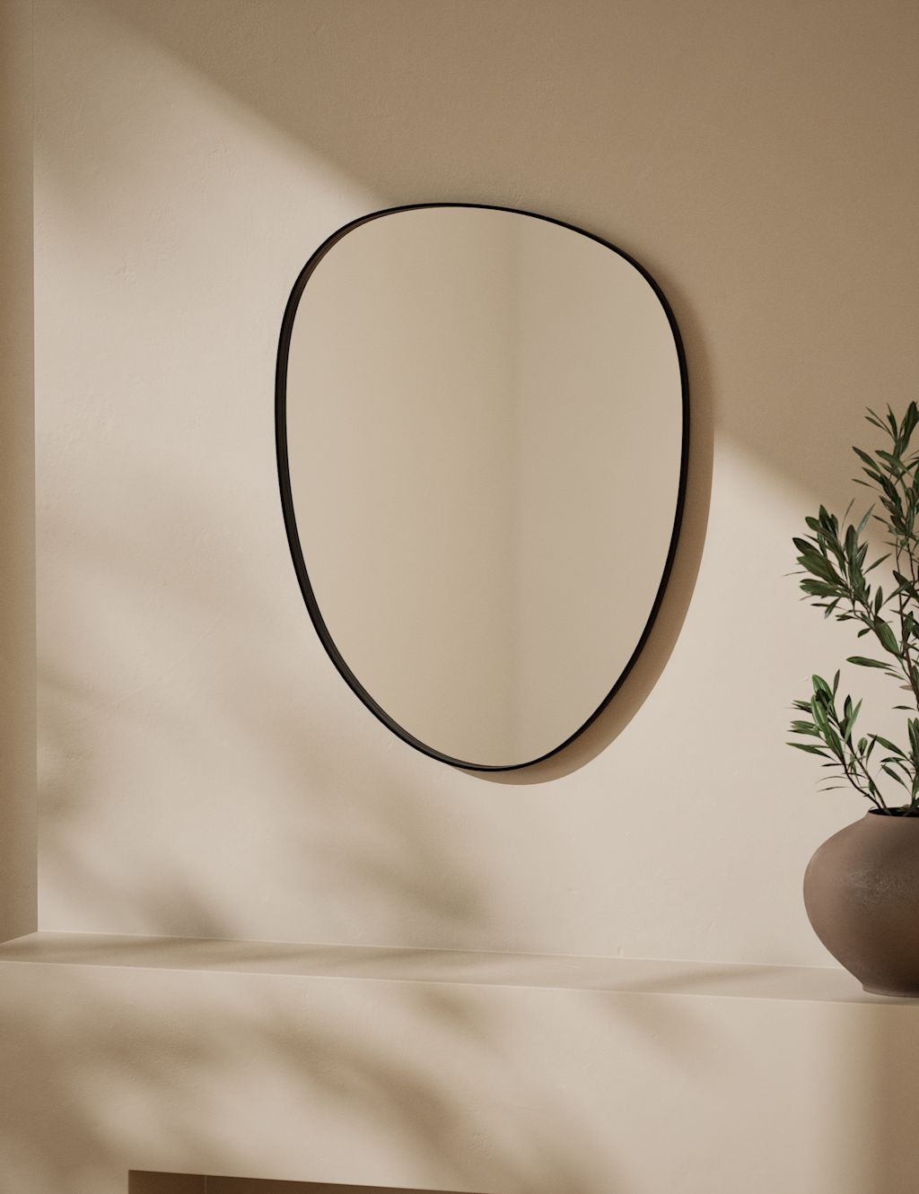 M&S Pebble Metal Curved Wall Mirror - Black, Black
