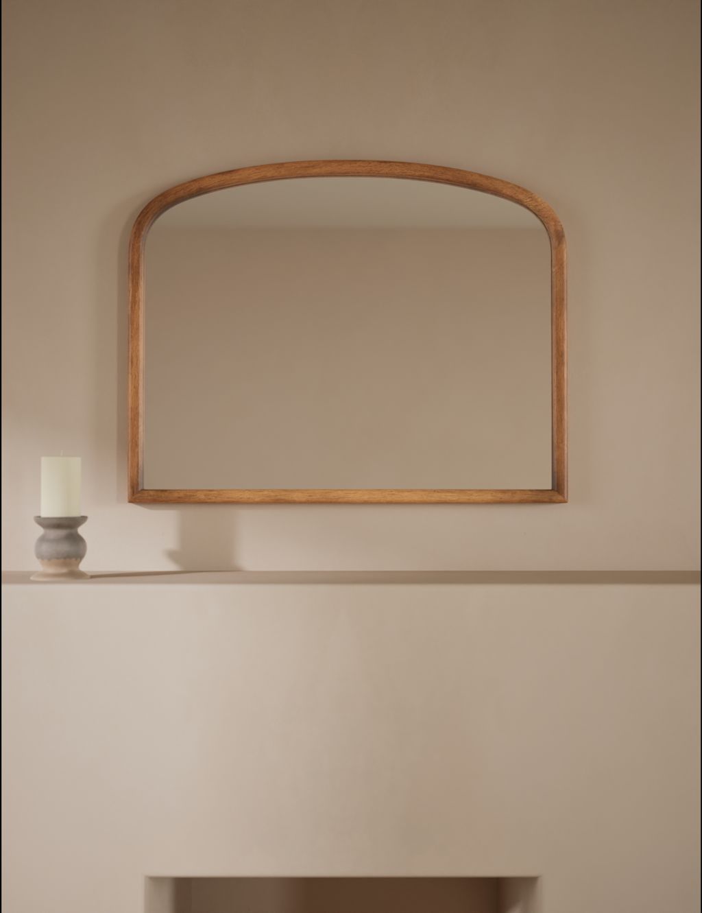 M&S Wooden Rounded Overmantle Wall Mirror - Natural, Natural
