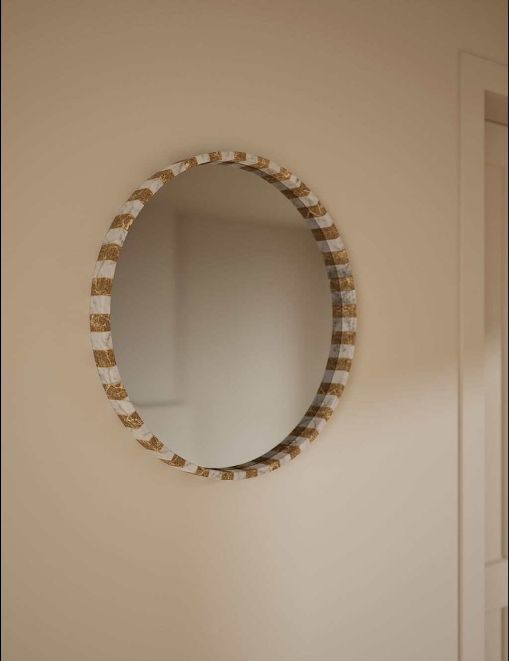 M&S Marble Round Wall Mirror - Brown Mix, Brown Mix