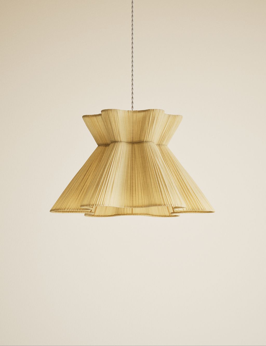 M&S Scallop Pleated Fabric Easy Fit Ceiling Lamp Shade - Cream, Cream