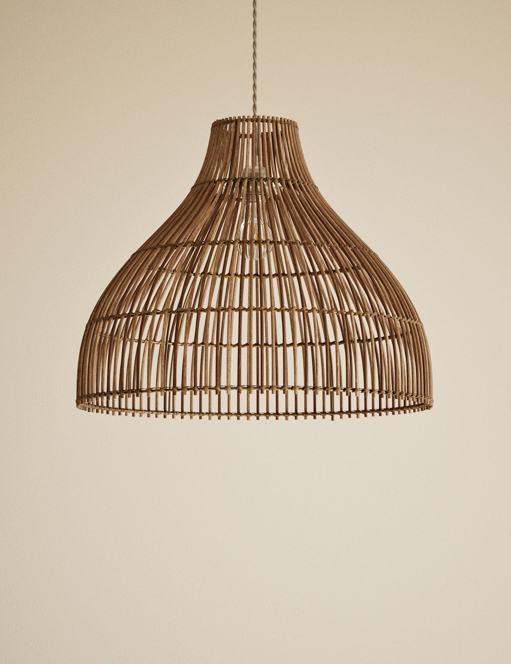 M&S Rattan Bell Large Easy Fit Shade - Brown, Brown
