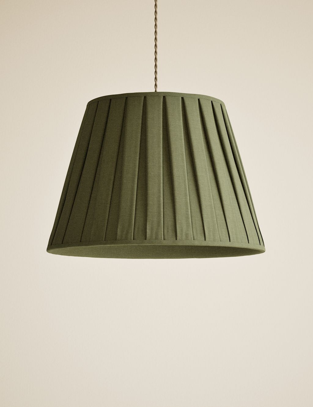 M&S Large Wide Pleated Fabric Shade - Green, Green