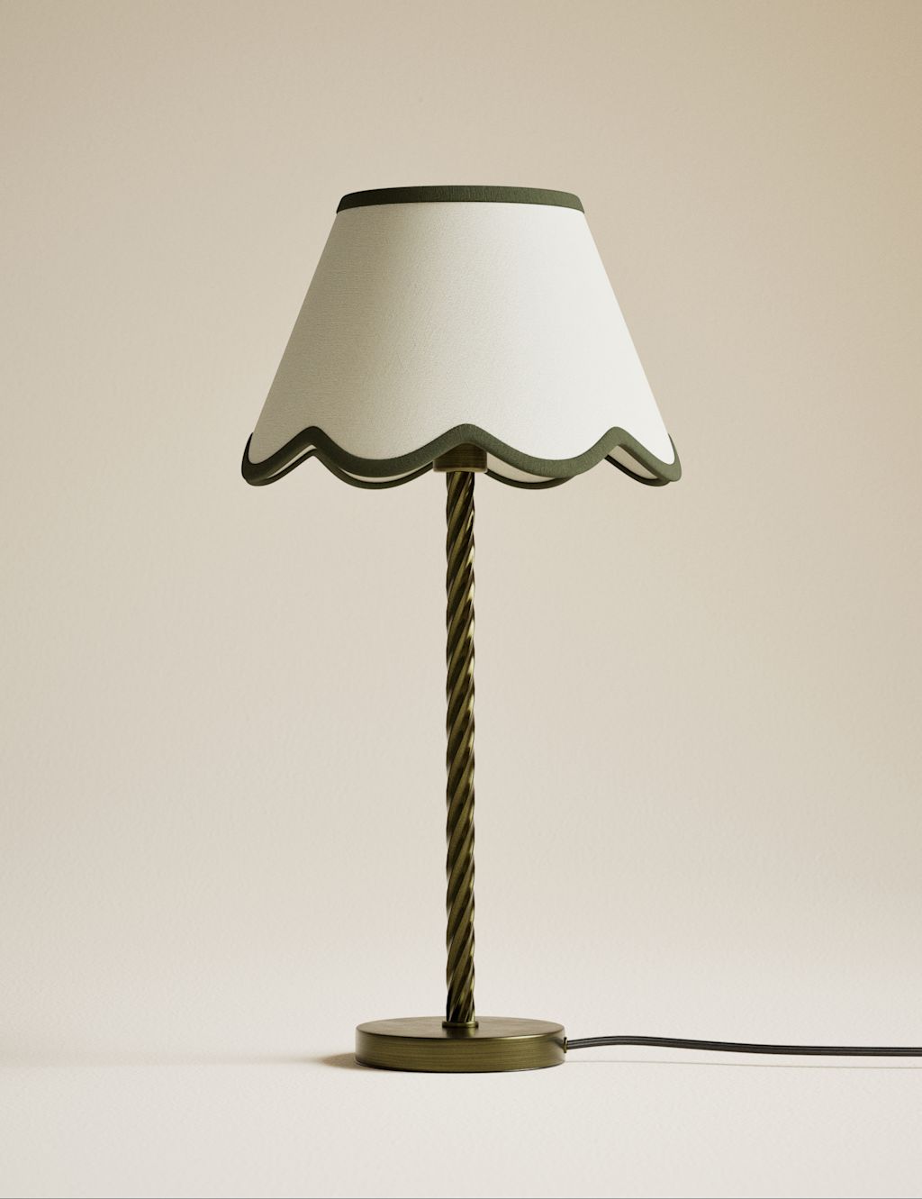 M&S Scallop Trim Lamp Shade - Green, Green