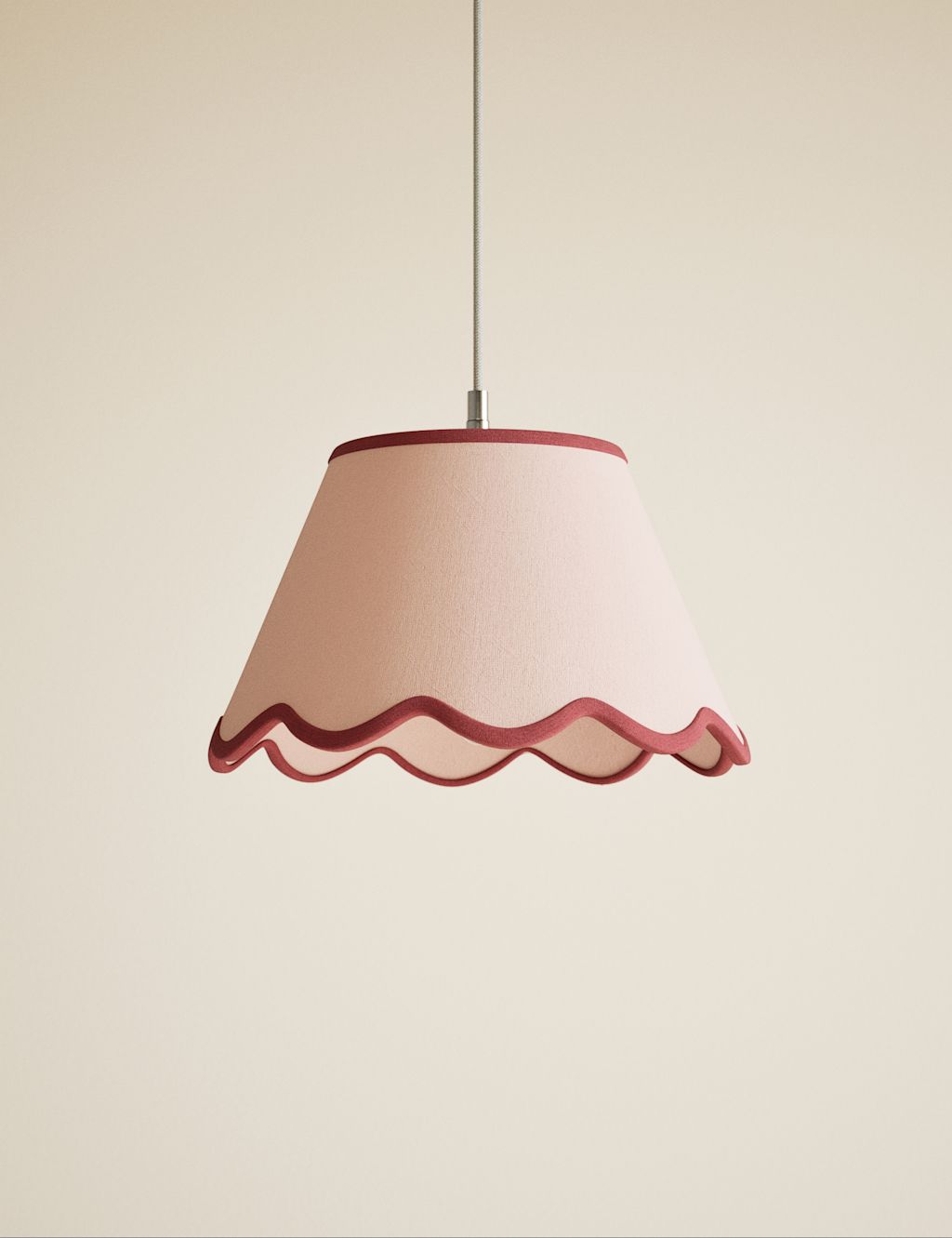 M&S Large Scallop Trim Lamp Shade - Pink, Pink