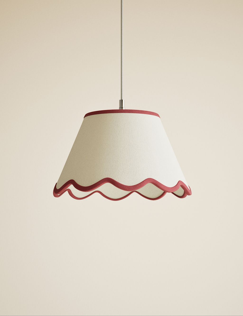 M&S Large Scallop Trim Lamp Shade - Red, Red