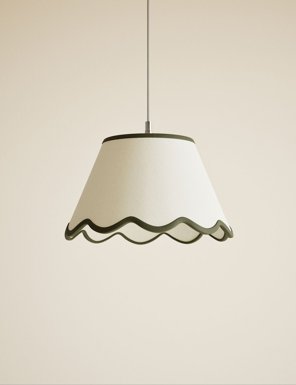 M&S Large Scallop Trim Lamp Shade - Green, Green