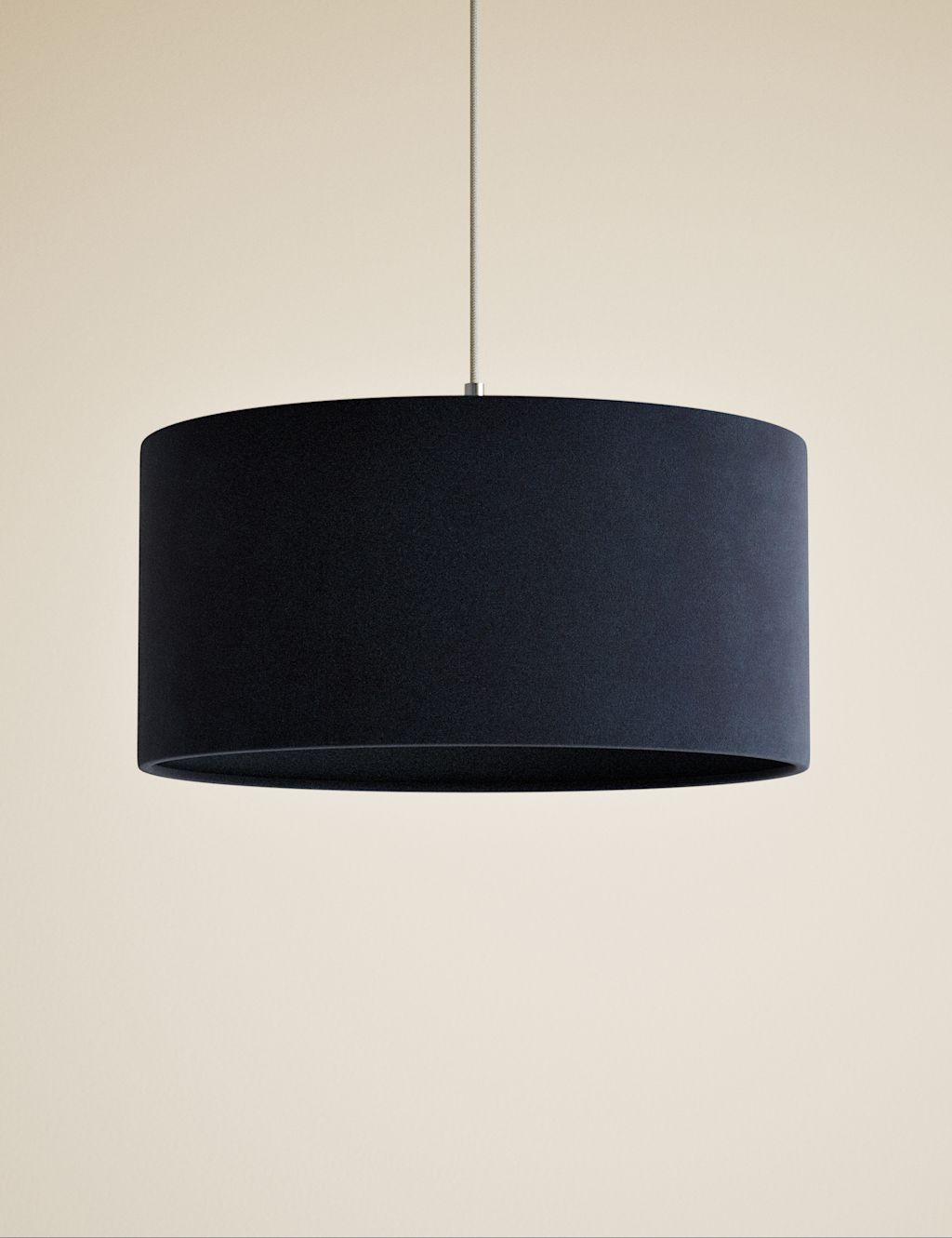 M&S Velvet Oversized Ceiling Lamp Shade - Navy, Navy