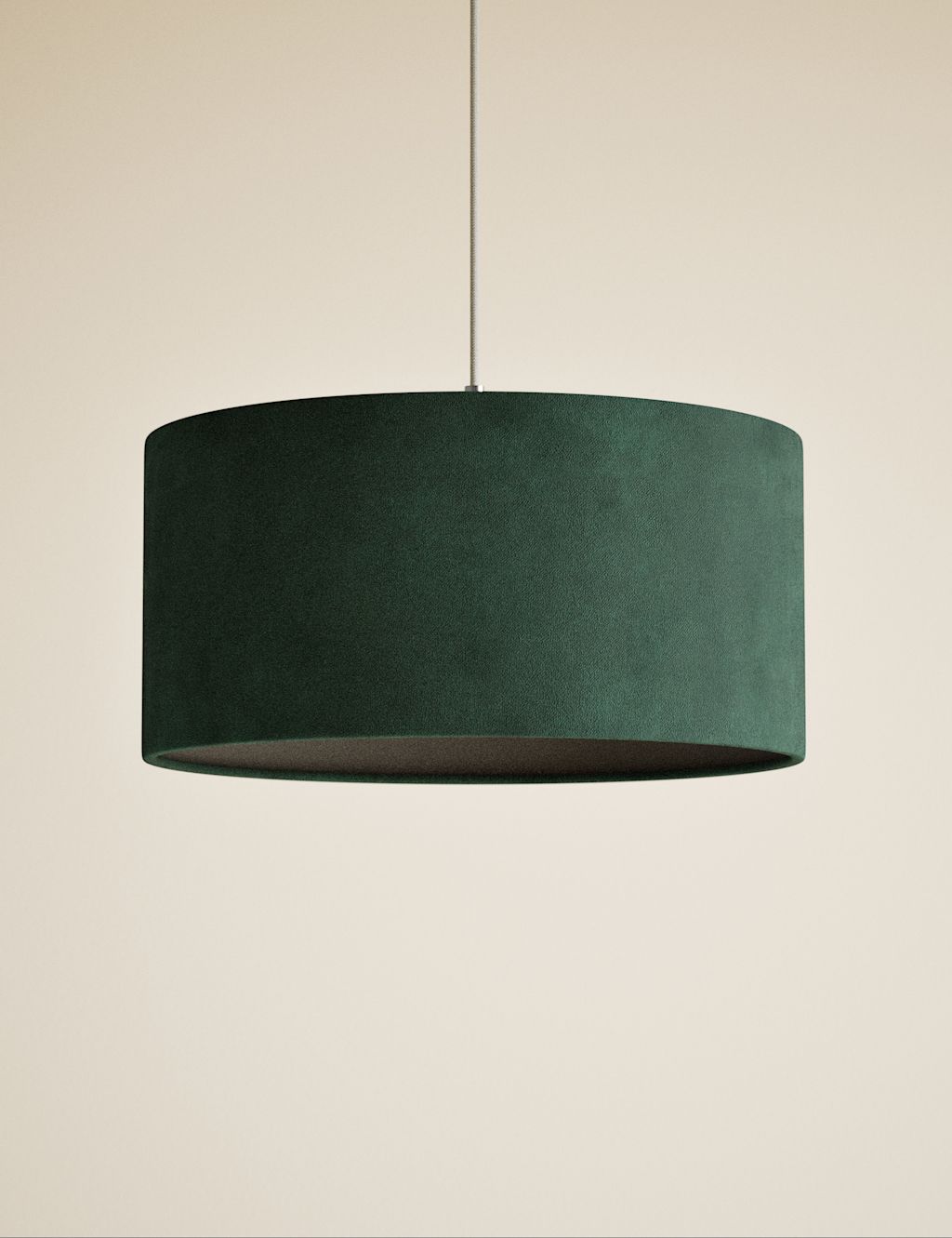 M&S Velvet Oversized Ceiling Lamp Shade - Forest Green, Forest Green