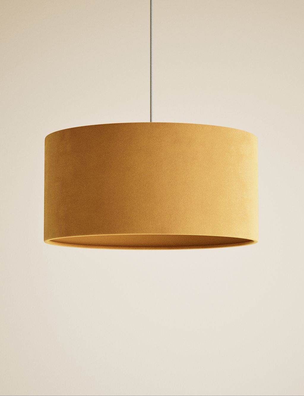 M&S Velvet Oversized Ceiling Lamp Shade - Ochre, Ochre