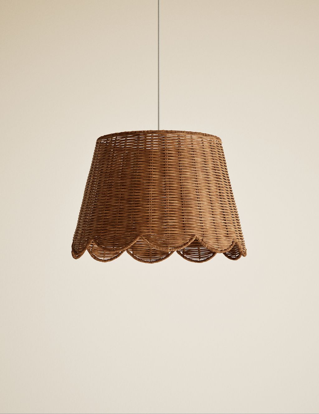 M&S Wicker Scallop Lamp Shade - Brown, Brown