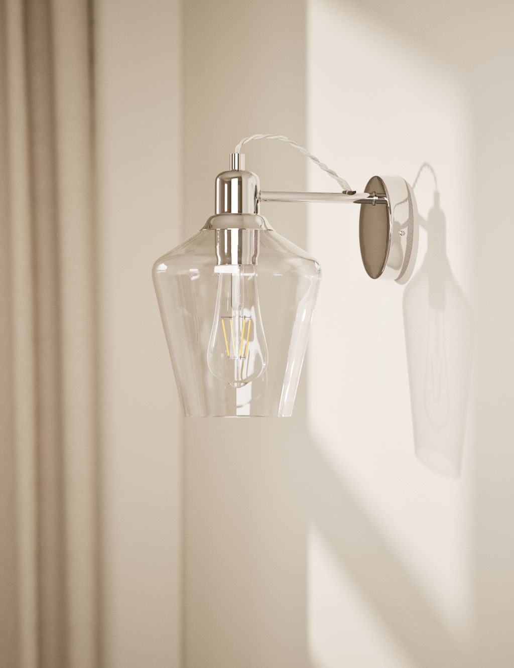 M&S Claudia Wall Light - 1SIZE - Chrome, Chrome