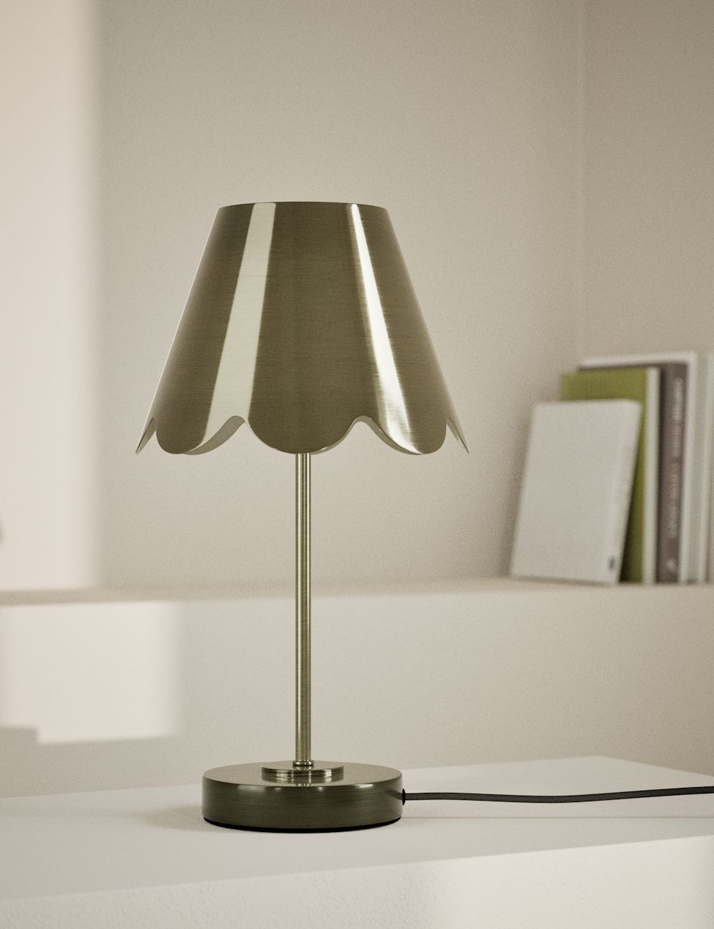 M&S Brass Scallop Table Lamp - 1SIZE - Antique Brass, Antique Brass