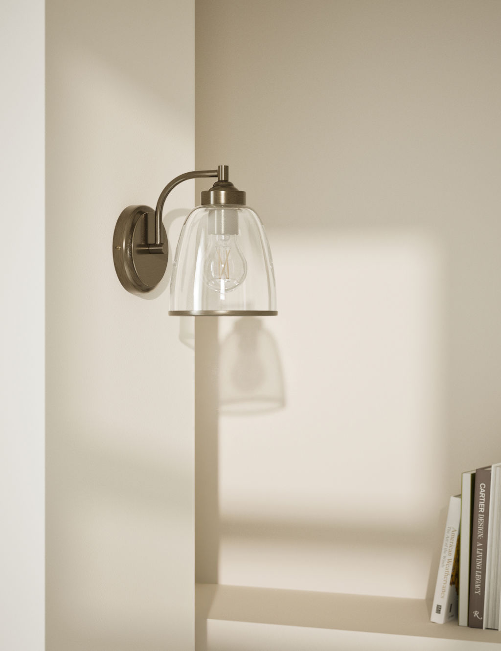 M&S Core Glass Wall Light - 1SIZE - Antique Brass, Antique Brass