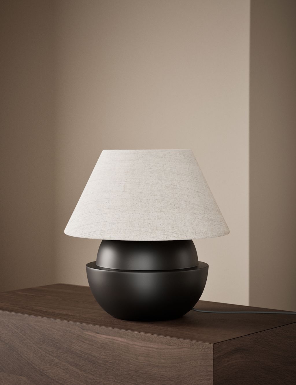M&S X Kelly Hoppen Offset Table Lamp - 1SIZE - Black, Black