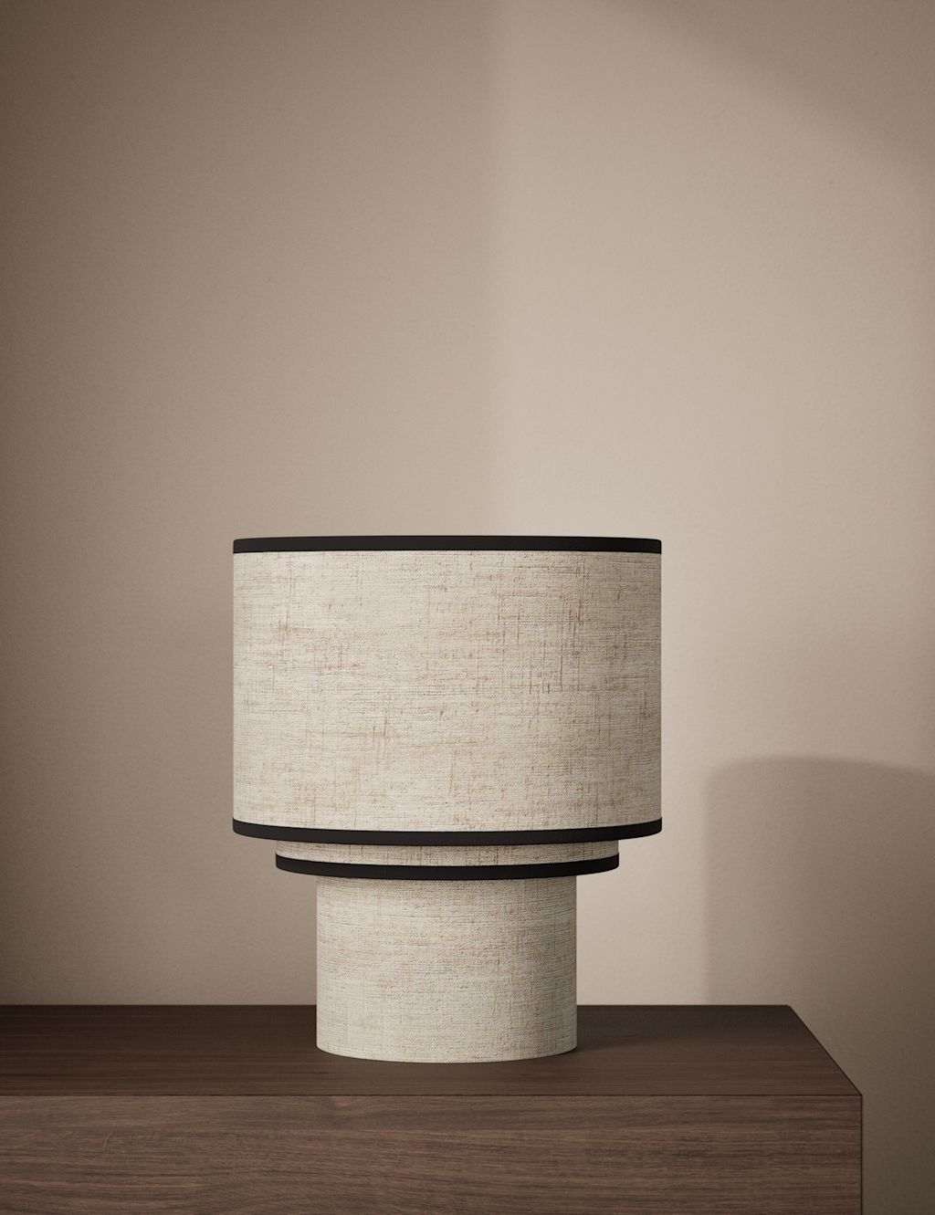 M&S X Kelly Hoppen Layer Drum Table Lamp with Contrast Trim - 1SIZE - Natural, Natural
