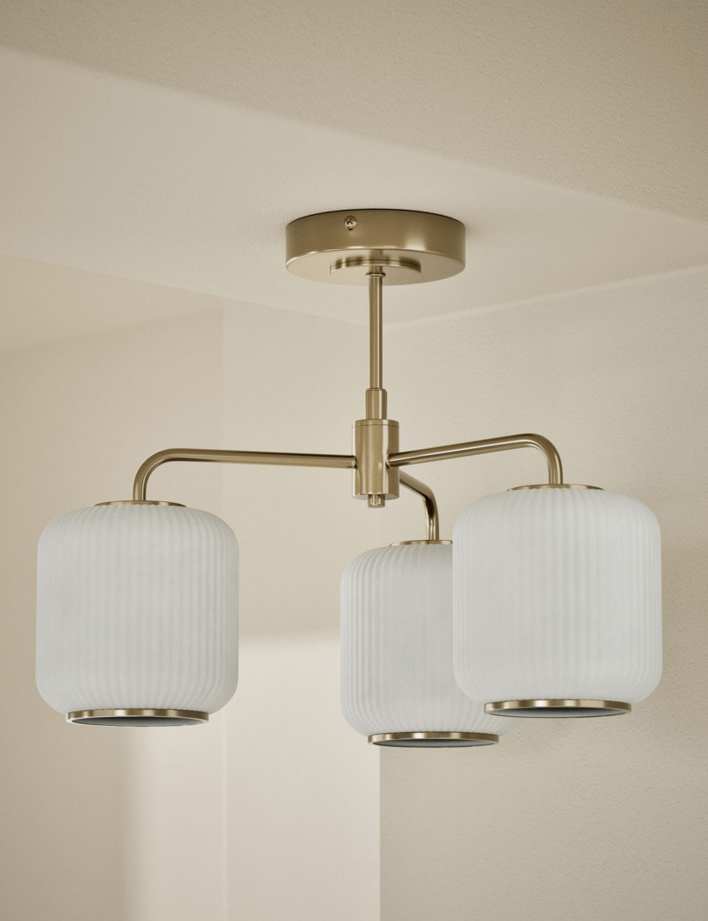 M&S Amelia Flush 3 Way Ceiling Light - 1SIZE - Antique Brass, Antique Brass