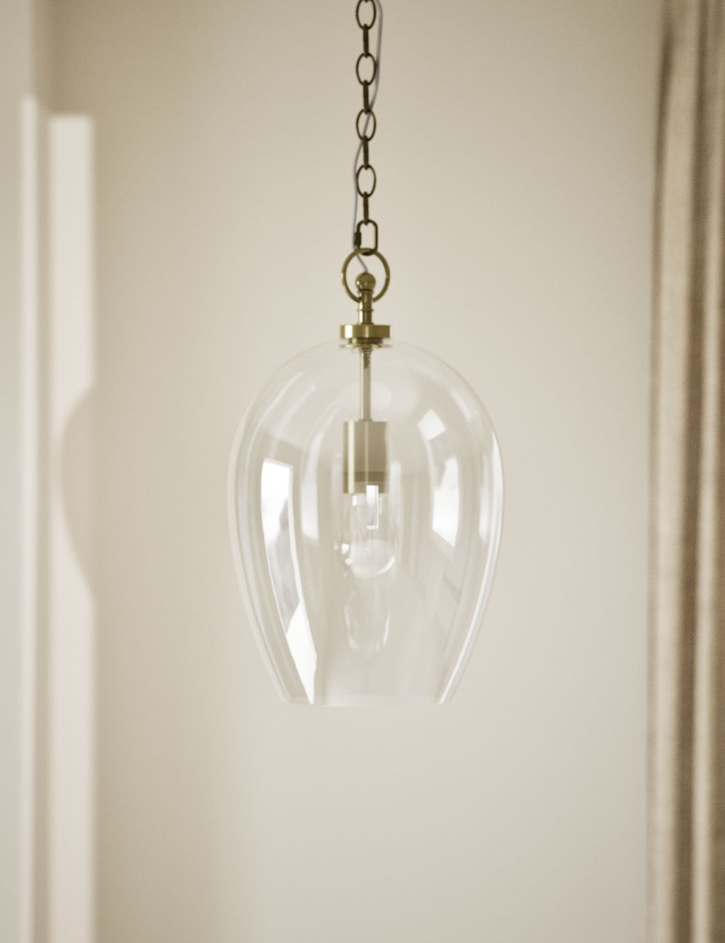 M&S Glass Pendant Light - 1SIZE - Clear, Clear