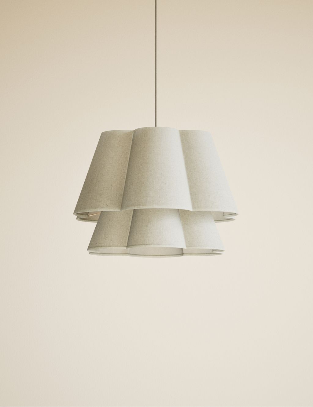 M&S 2 Tier Scallop Ceiling Lamp Shade - Natural, Natural