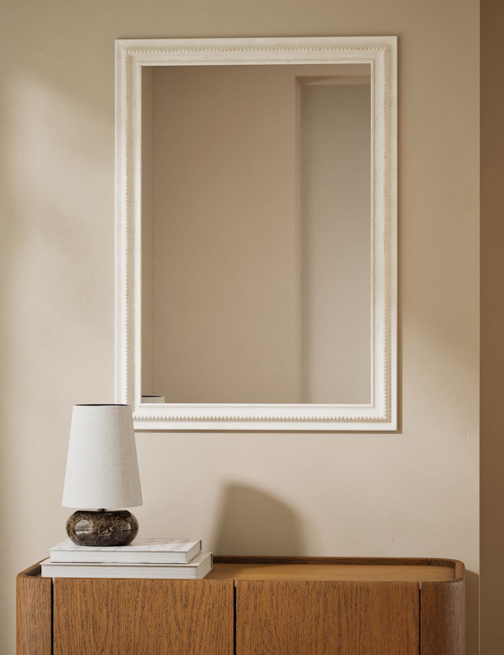 M&S Daphne Rectangular Wall Mirror - White, White