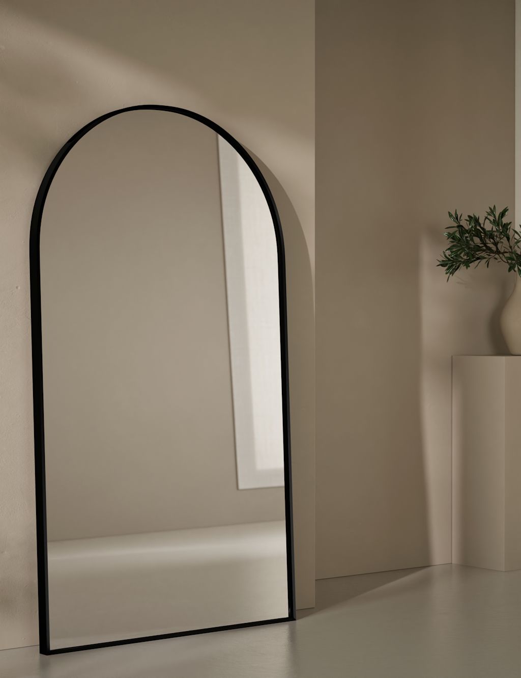 M&S Metal Arch Free Standing Mirror - Black, Black