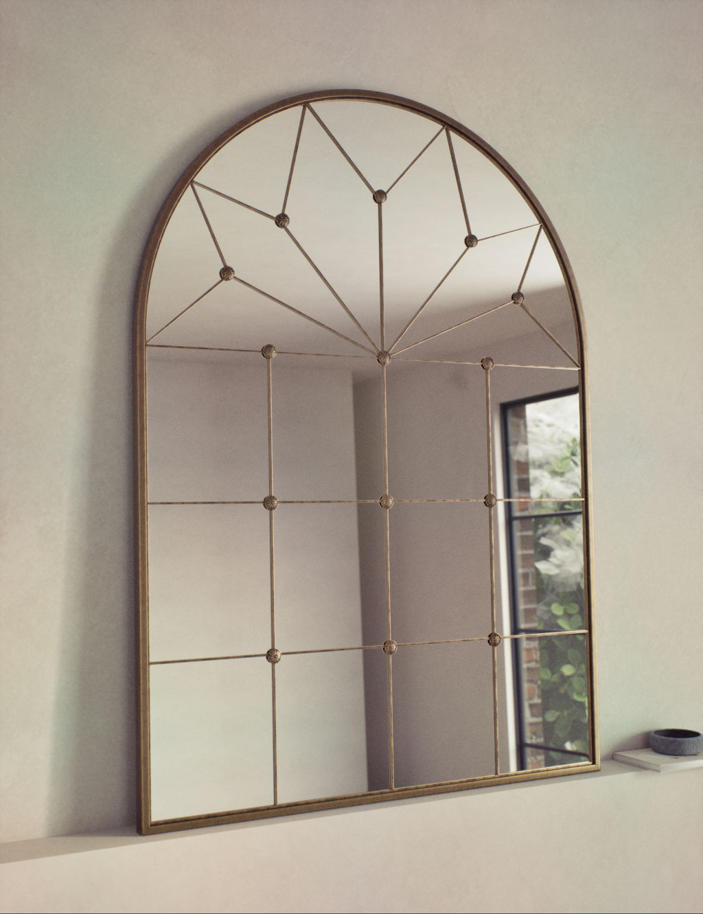 M&S Metal Medium Arch Wall Mirror - 1SIZE - Gold, Gold