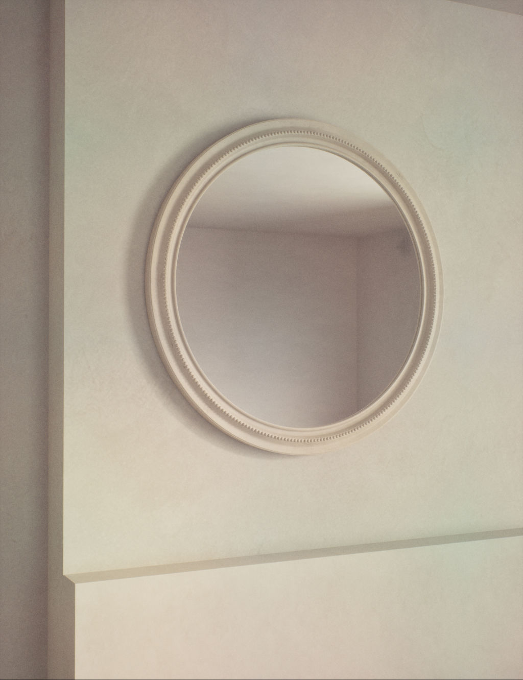 M&S Daphne Round Hanging Wall Mirror - 1SIZE - White, White