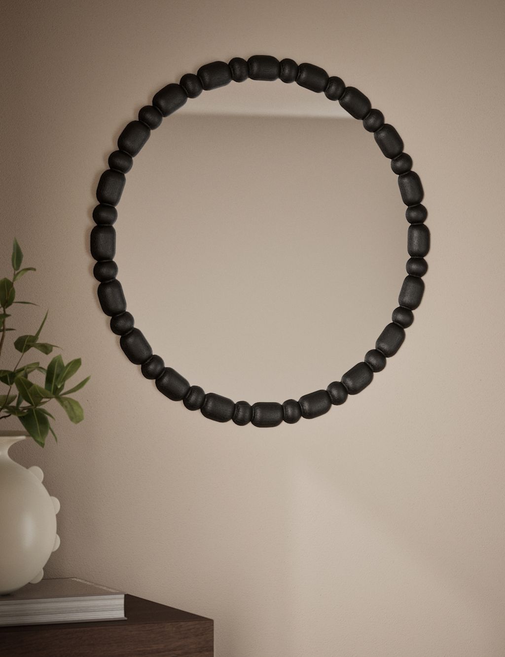 M&S X Kelly Hoppen Bobbin Round Mirror - 1SIZE - Black, Black