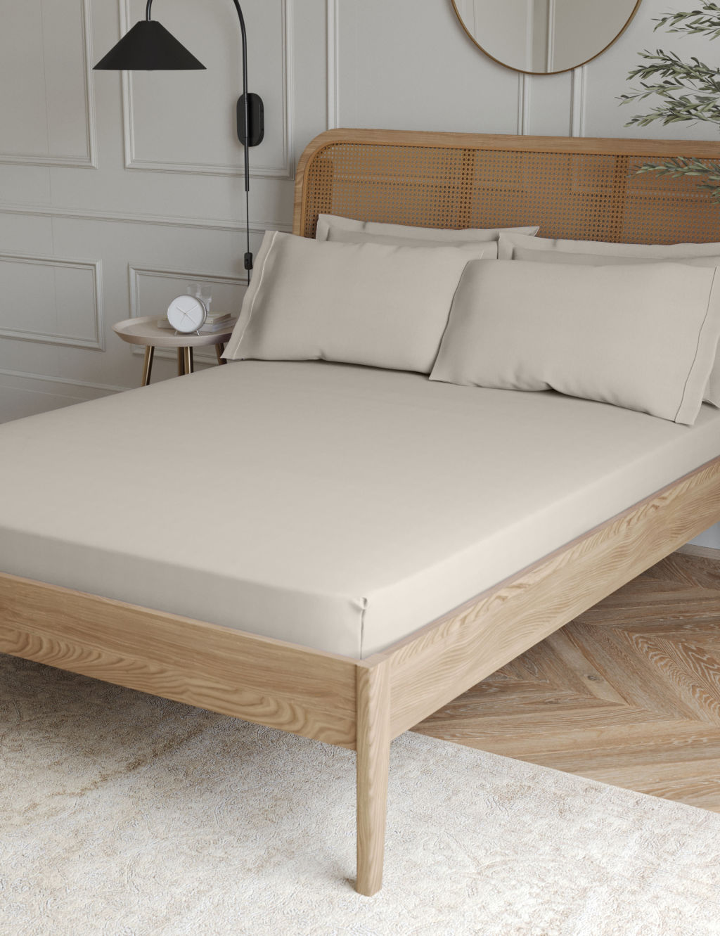 M&S Egyptian Cotton 230 Thread Count Deep Fitted Sheet - 5FT - Cream, Cream
