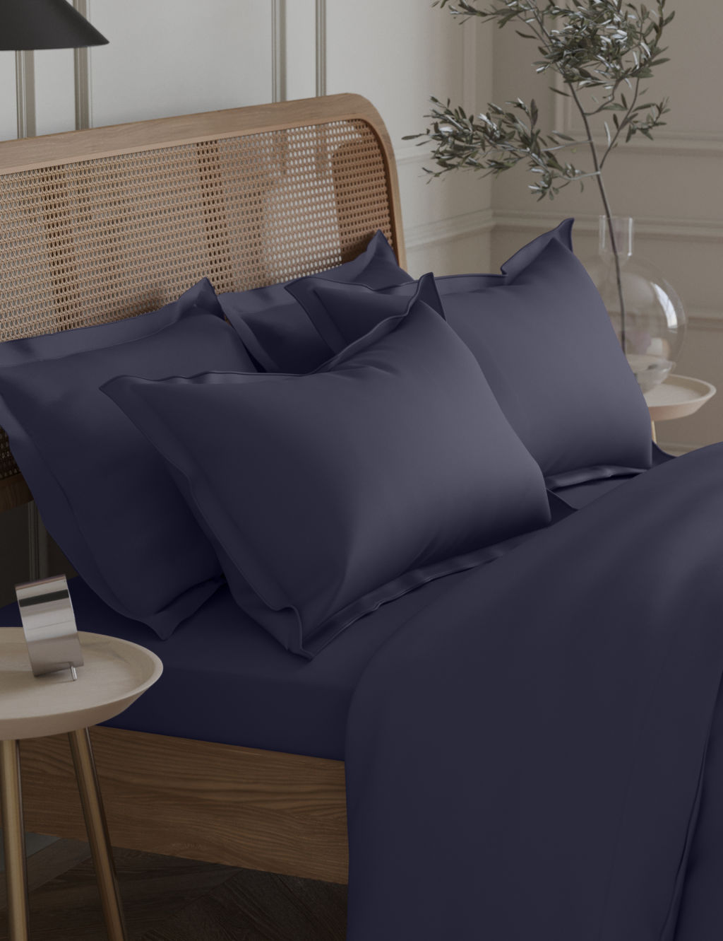 M&S 2 Pack Egyptian Cotton 230 Thread Count Crisp Oxford Pillowcases - Midnight Navy, Midnight Navy
