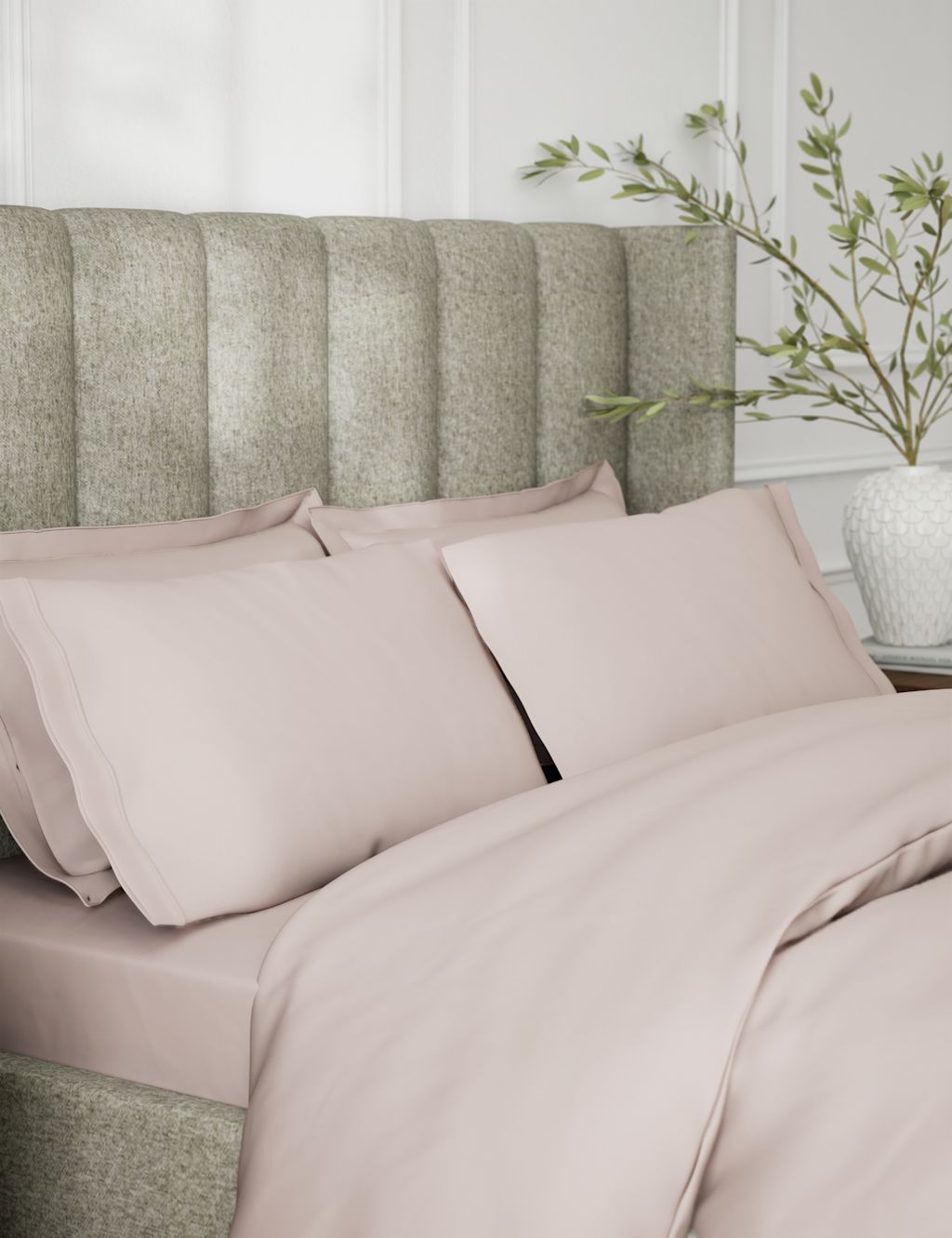 M&S 2 Pack Egyptian Cotton 230 Thread Count King Size Pillowcases - Dusted Pink, Dusted Pink