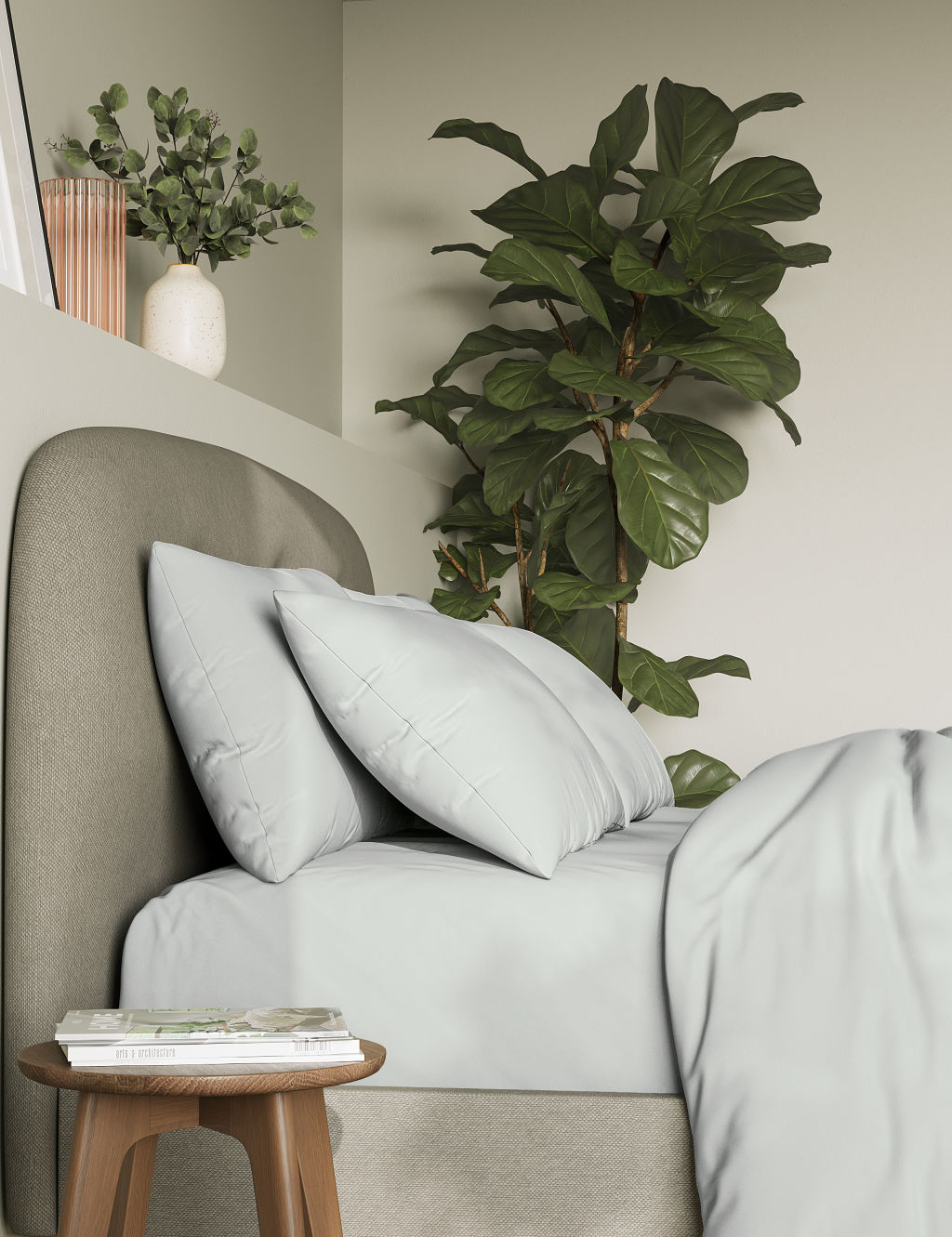 M&S 2 Pack Pure Cotton 180 Thread Count Pillowcases - Silver Grey, Silver Grey