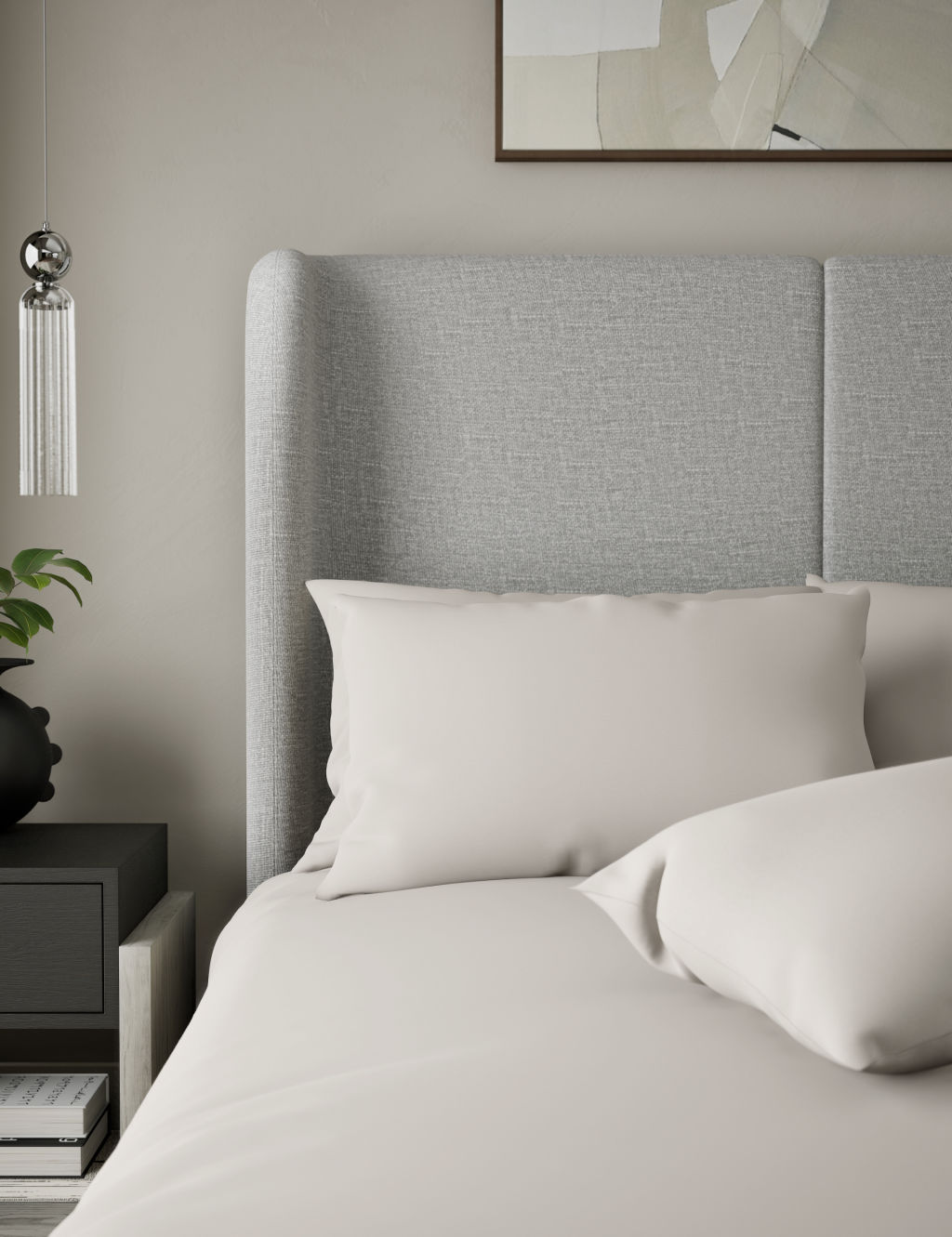 M&S X Kelly Hoppen 2 Pack 500 Thread Count Cotton Sateen Pillowcases - Cream, Cream