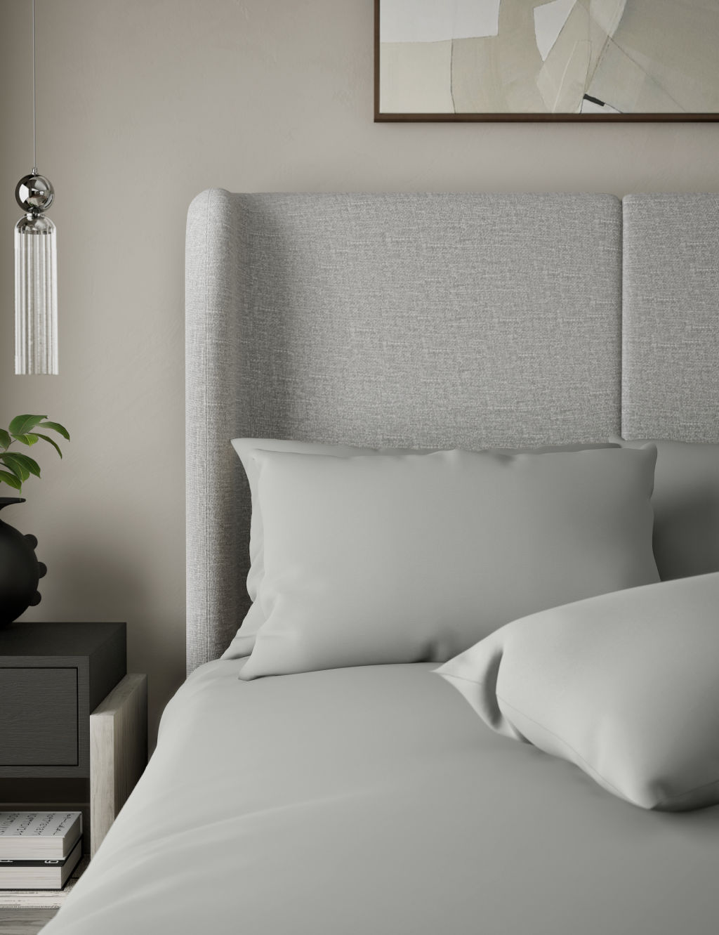 M&S X Kelly Hoppen 2 Pack 500 Thread Count Cotton Sateen Pillowcases - Grey, Grey