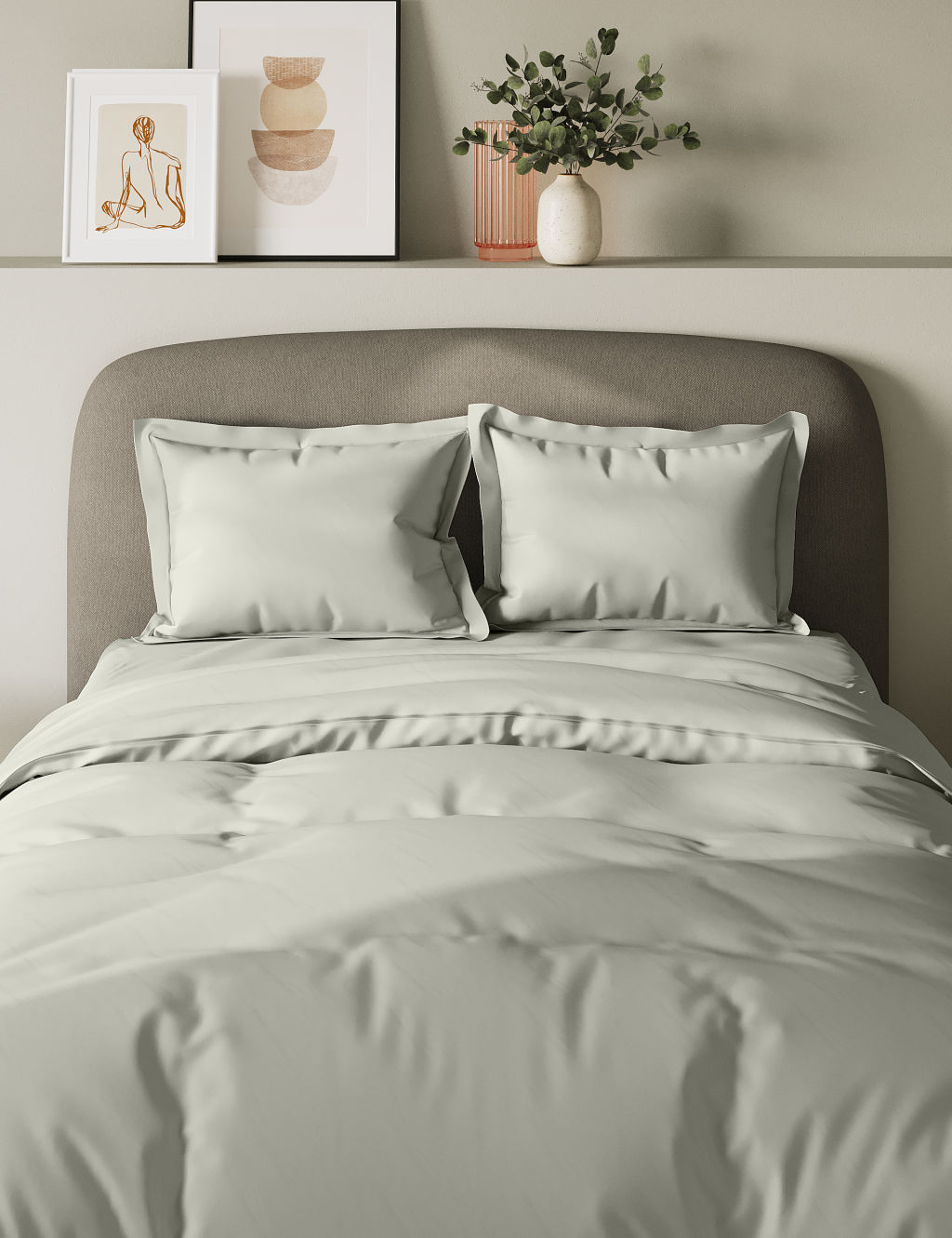 M&S 2 Pack 300 Thread Count Oxford Pillowcases - Light Grey, Light Grey