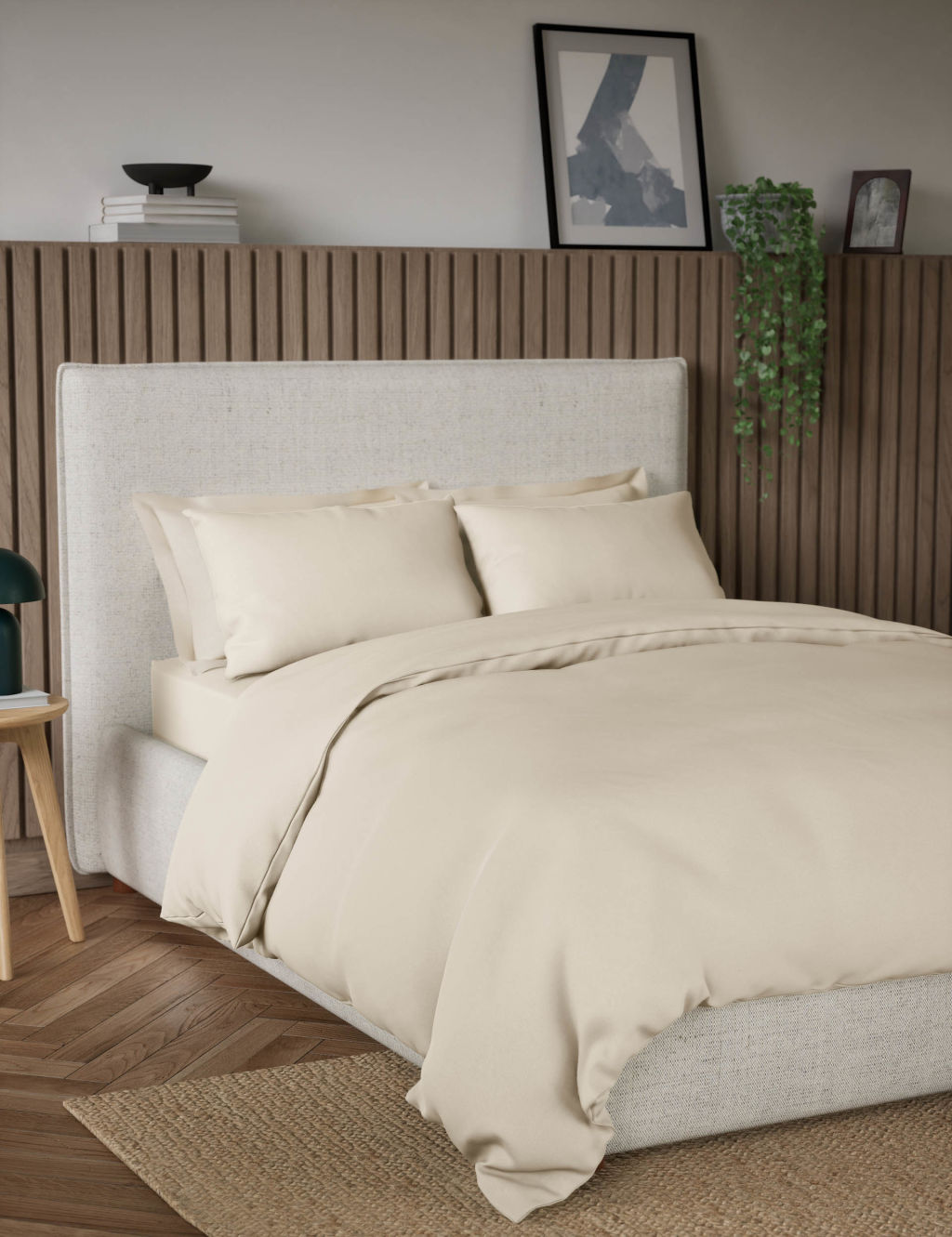M&S Pure Cotton 300 Thread Count Bedding Set - Super King Size (6 ft) - Neutral, Neutral