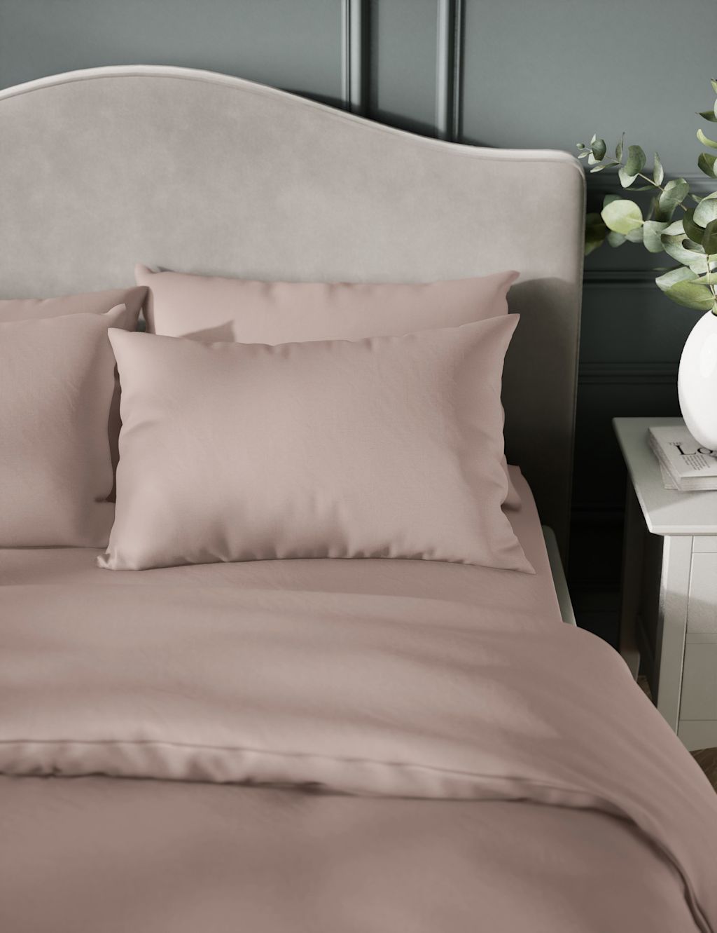 M&S 2 Pack Egyptian Cotton 400 Thread Count Silky Pillowcases - Blush Pink, Blush Pink