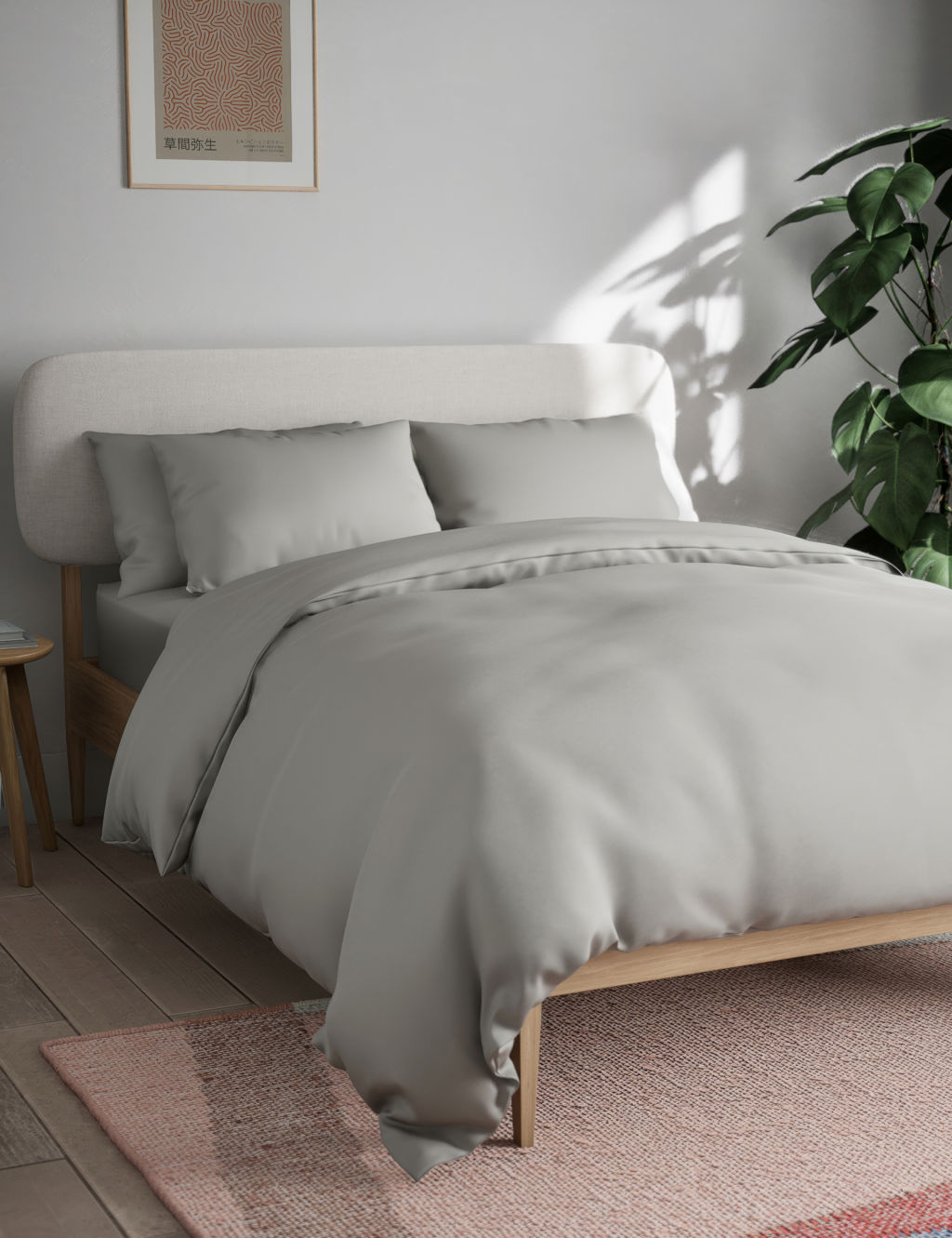 M&S Cotton Blend Non Iron Bedding Set - Single (3 ft) - Silver Grey, Silver Grey