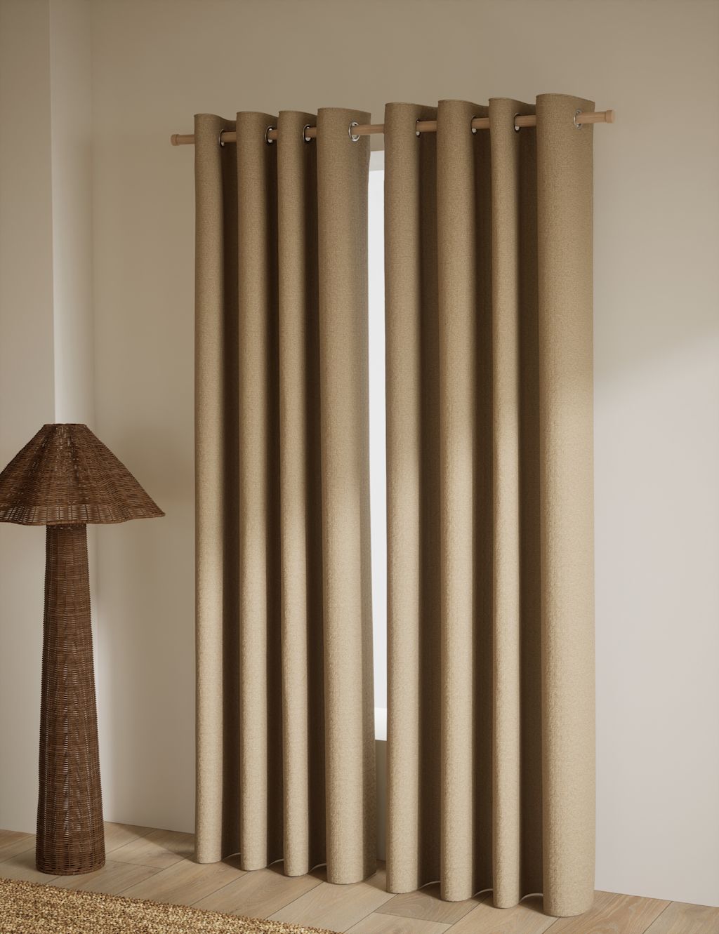 M&S Basketweave Eyelet Curtains - W117cm, Drop 137cm - Dark Taupe, Dark Taupe