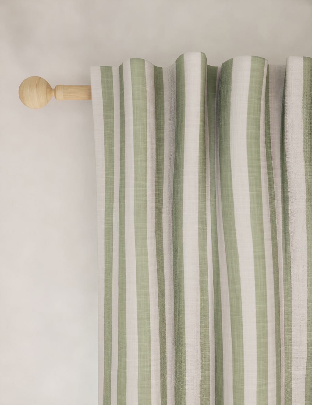 M&S Pure Cotton Striped Multiway Curtains - W117cm, Drop 137cm - Green Mix, Green Mix