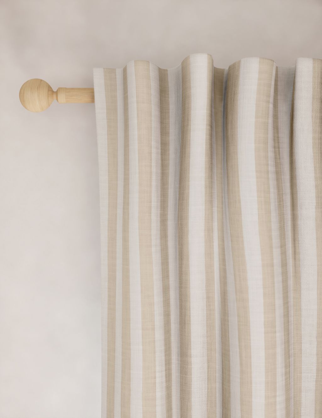 M&S Pure Cotton Striped Multiway Curtains - W117cm, Drop 137cm - Neutral, Neutral