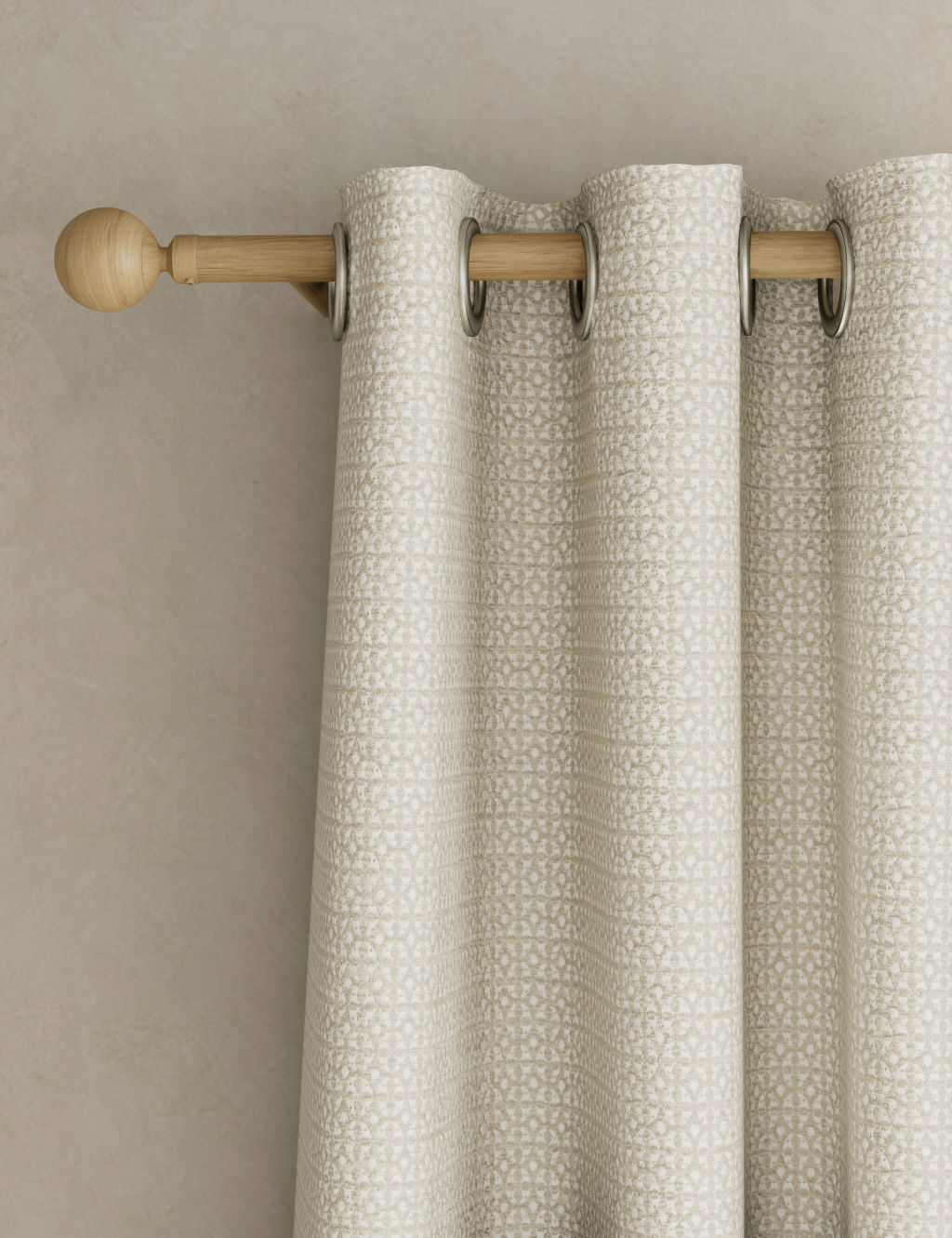M&S Chenille Geometric Eyelet Curtains - W117cm, Drop 137cm - Neutral, Neutral