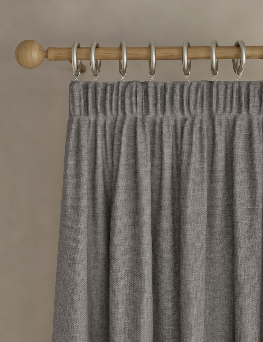 M&S Isabelle Pencil Pleat Blackout Curtains - W218cm, Drop 229cm - Light Grey, Light Grey