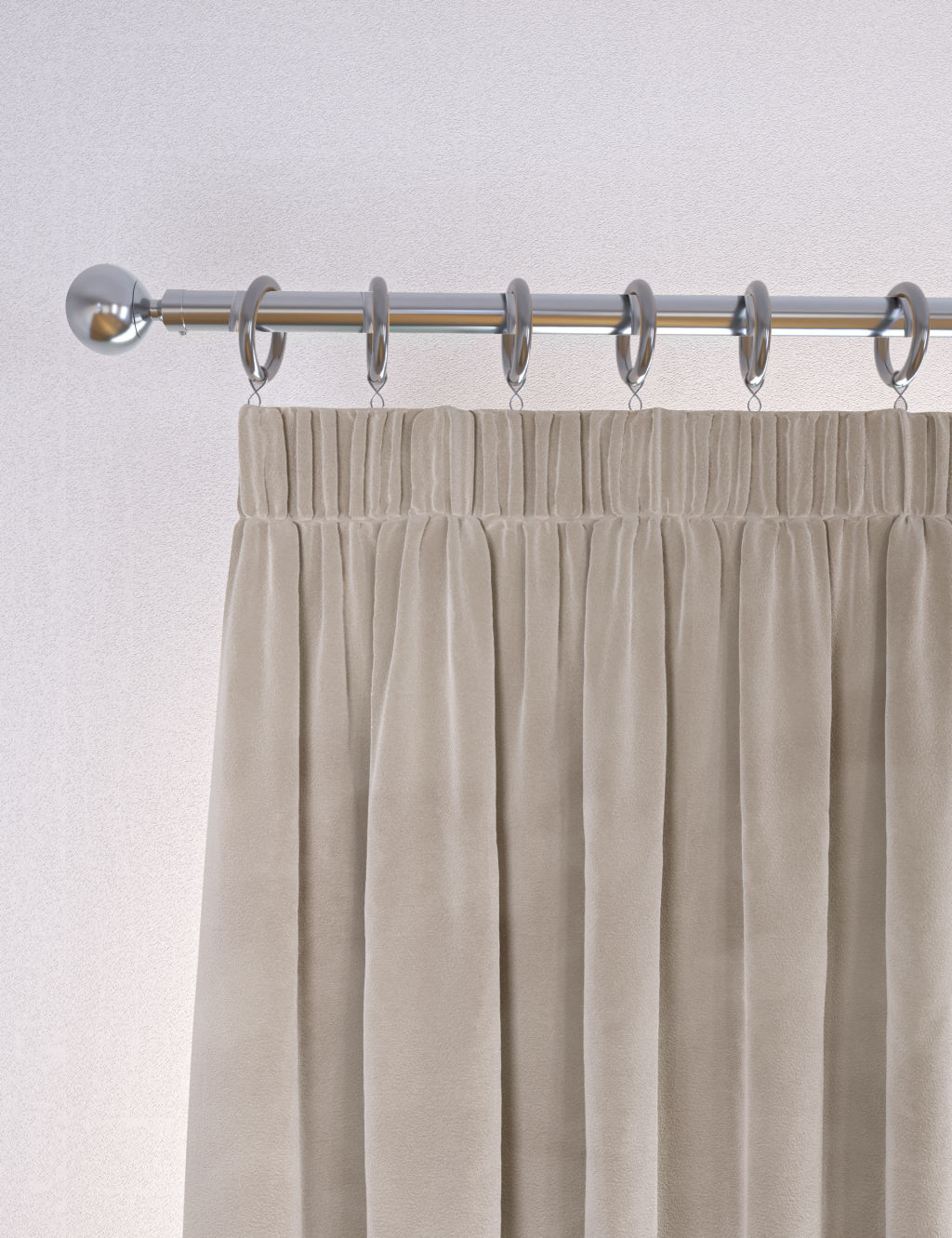 M&S Velvet Pencil Pleat Curtains - W229cm, Drop 229cm - Champagne, Champagne